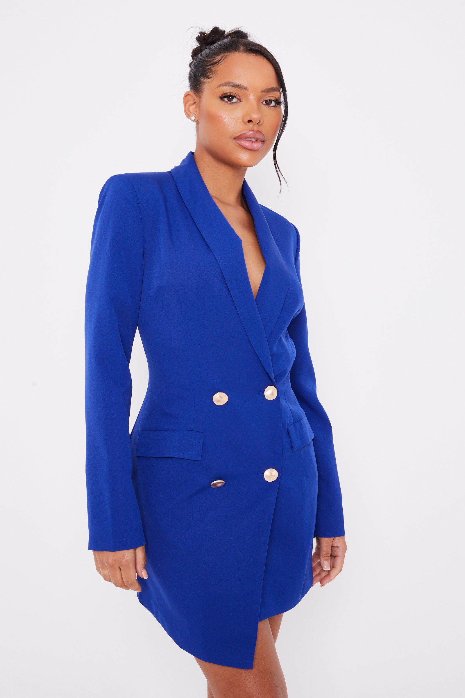 Blazer dress with top gold buttons